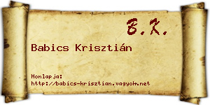 Babics Krisztián névjegykártya