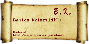 Babics Krisztián névjegykártya